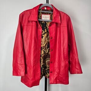 Vintage Ricard Pells Barcelona Buttery Leather Red Jacket Blazer Made in Spain